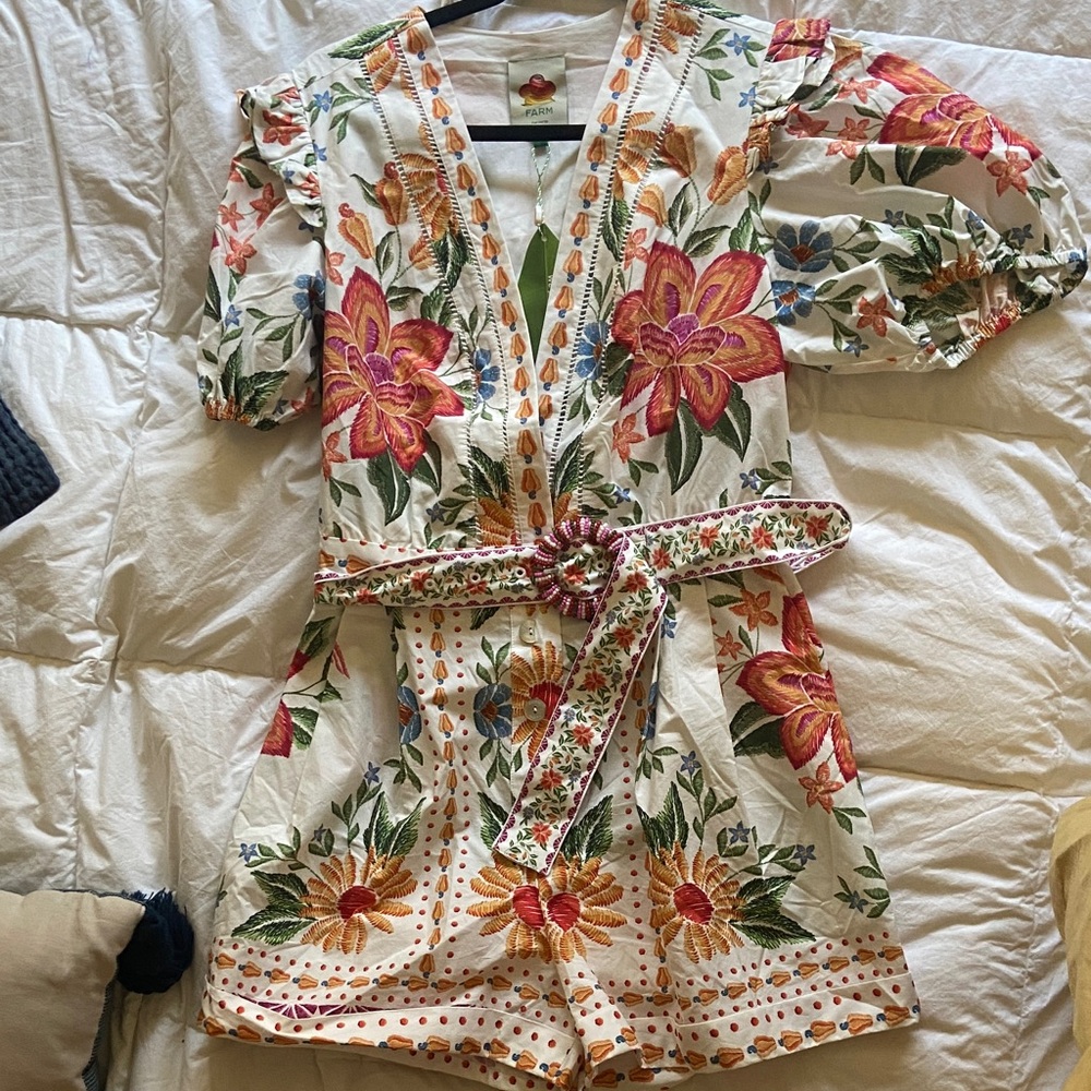 FARM Rio Floral Jumpsuit with Belt - Multicolor